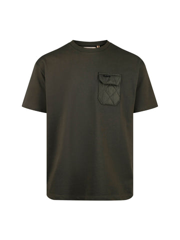 Men's green t-shirt with crew neck and short sleeves - front view.