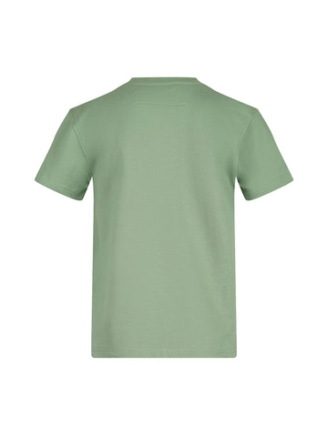 Boy's green t-shirt with cotton and checked, back view