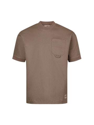 Men's brown t-shirt with crew neck and short sleeves - front view.