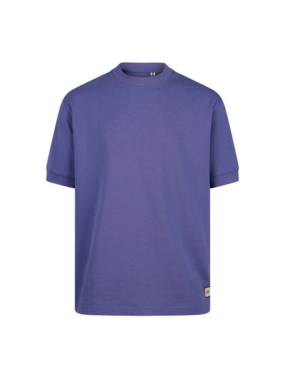Men's purple t-shirt with crew neck and short sleeves - front view.