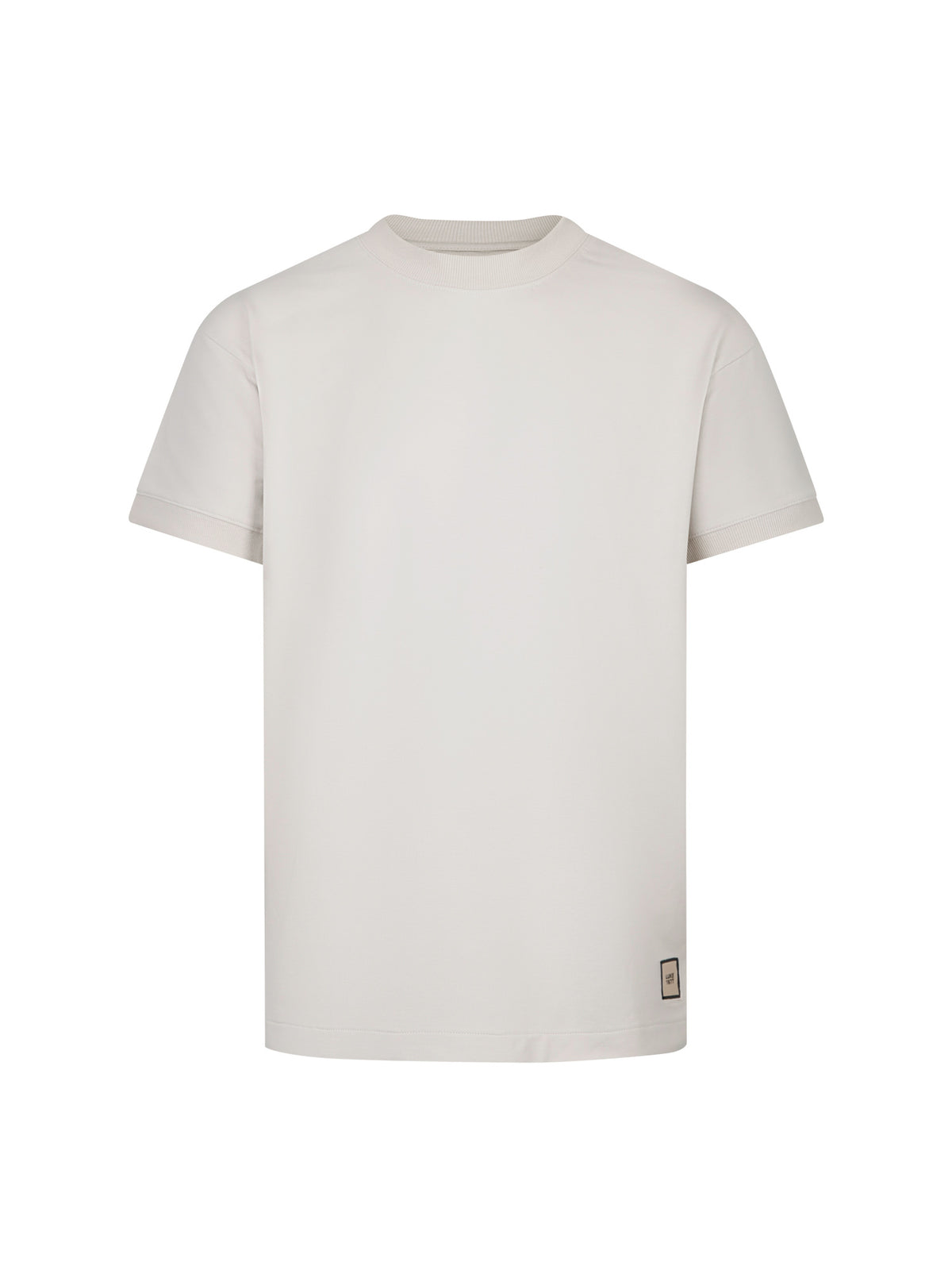 Men's relaxed-fit grey t-shirt with crew neck and short sleeves, front view