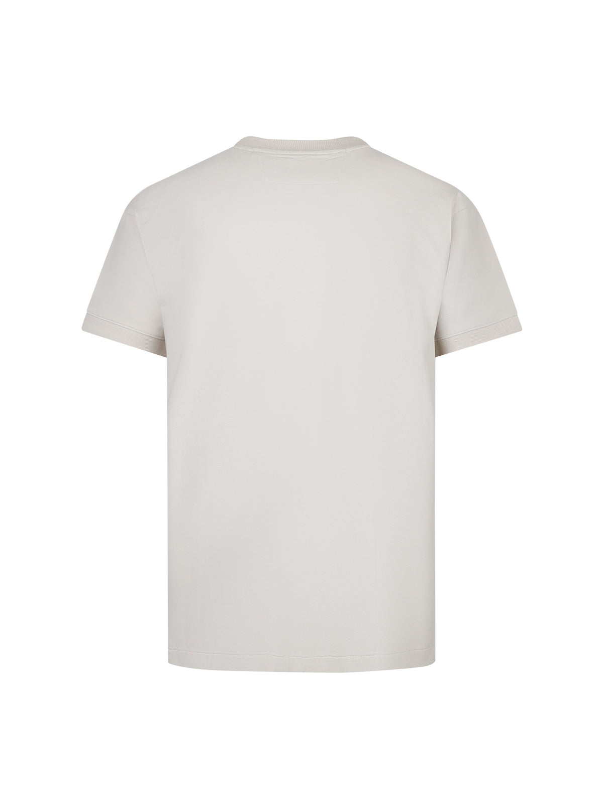 Men's relaxed-fit grey t-shirt with crew neck and short sleeves, back view