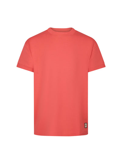 Men's relaxed-fit red t-shirt with crew neck and short sleeves, front view