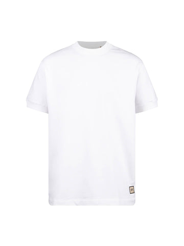 Men's white t-shirt with crew neck and short sleeves - front view.