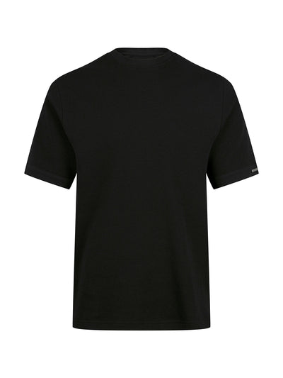 Men's black t-shirt with crew neck and short sleeves.