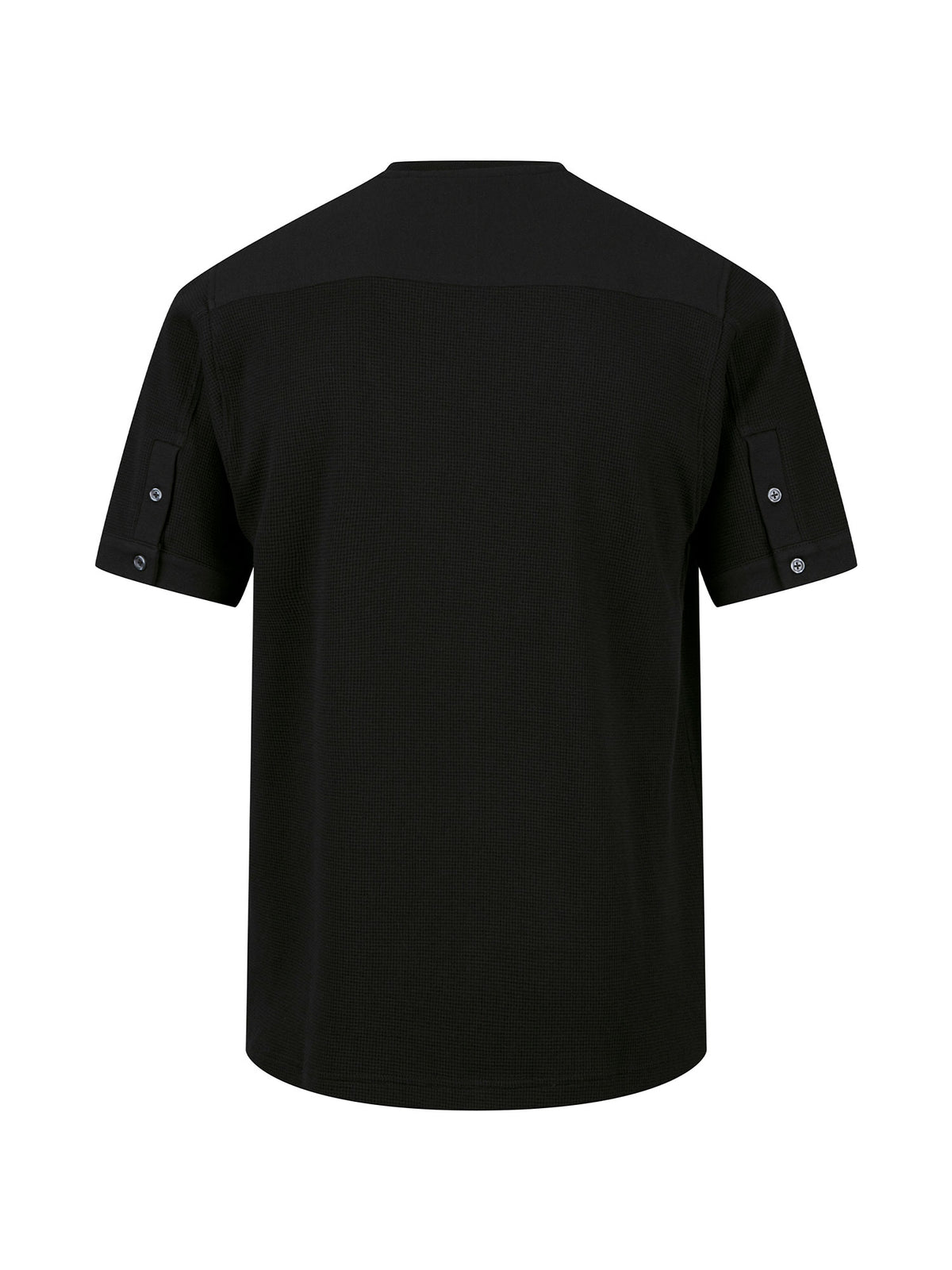 Men's black t-shirt with crew neck and short sleeves - back view.