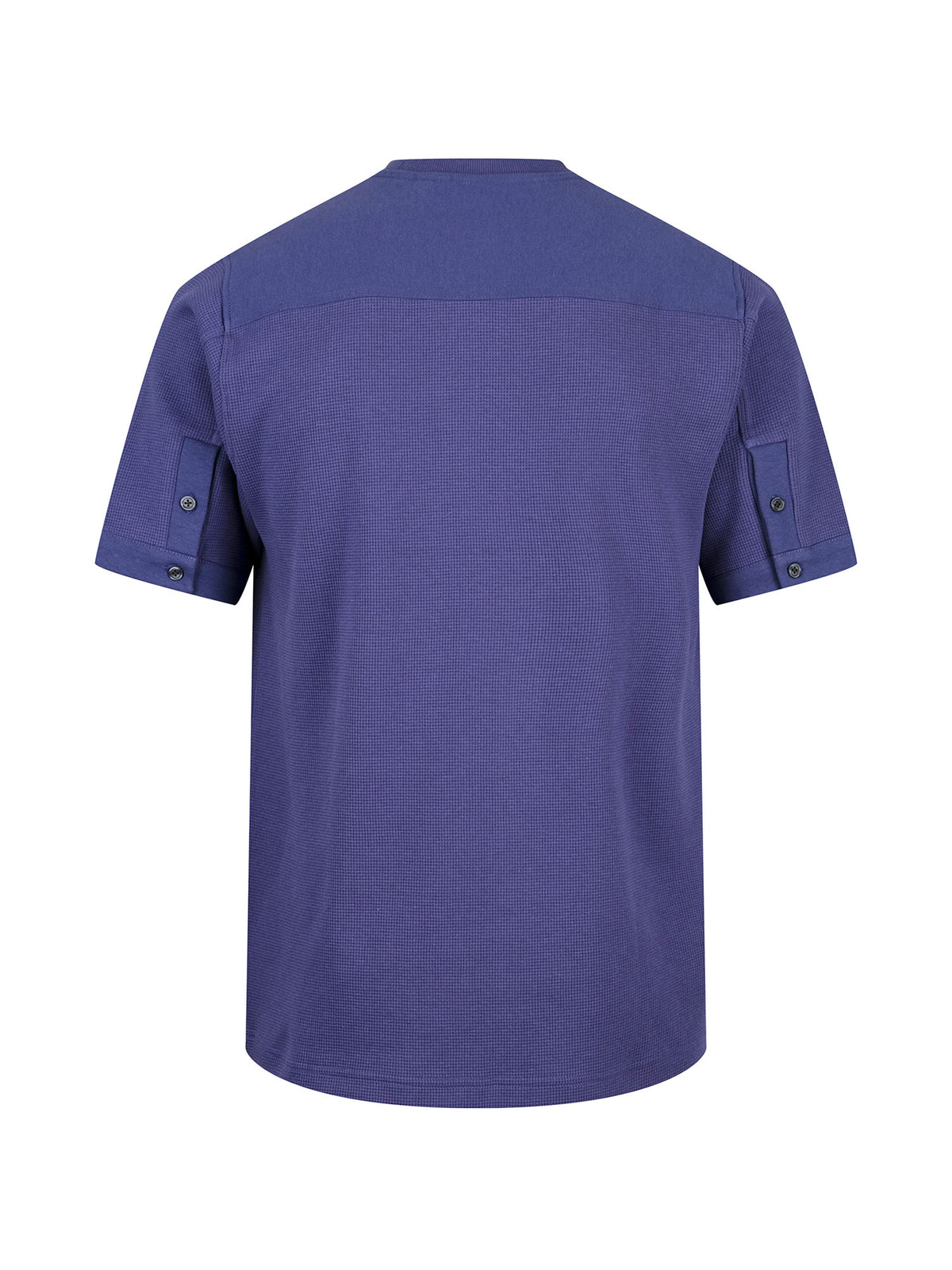 Men's purple t-shirt with crew neck and short sleeves - back view.