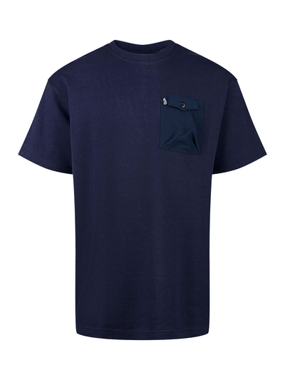 Men's navy t-shirt with crew neck and short sleeves.