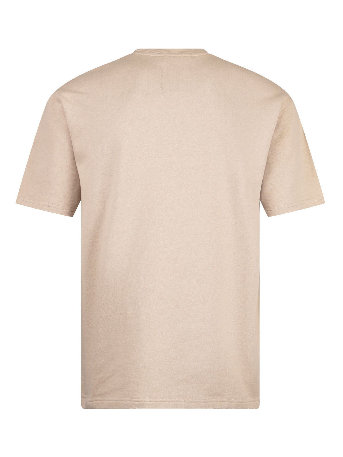 Men's beige t-shirt with crew neck and short sleeves.