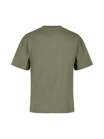 Boy's green cotton t-shirt  with printed logo, back view