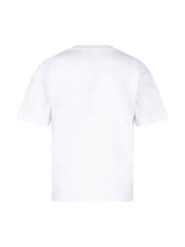 Boy's white t-shirt with cotton and logo print, back view