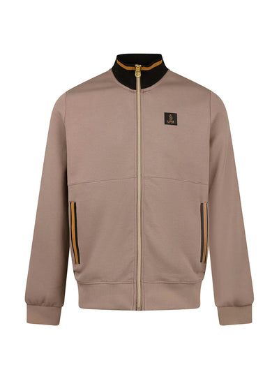 Men's brown sweatshirt with mock neck.