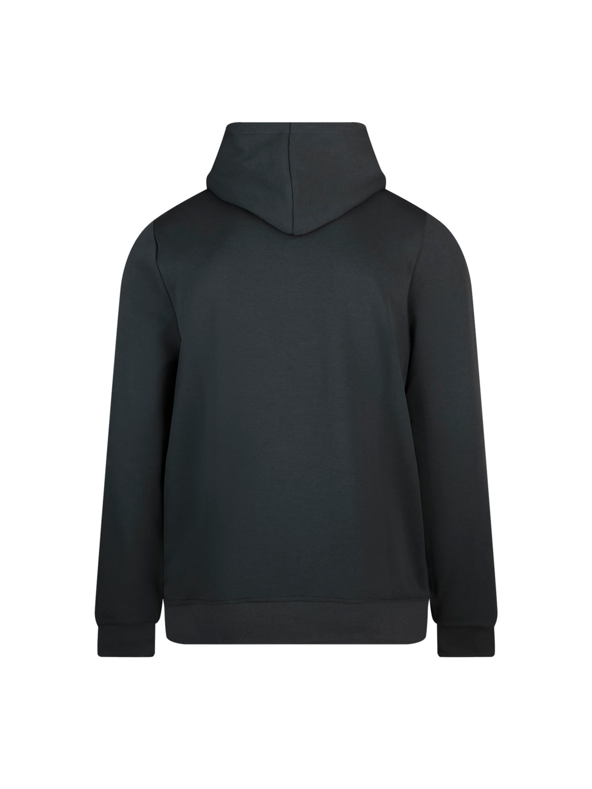 Back of charcoal LUKE 1977 Makati zip through hoodie with rib cuffs and hem