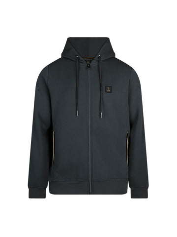 LUKE 1977 Makati men's zip through hoodie in charcoal with honeycomb stripe zip pockets