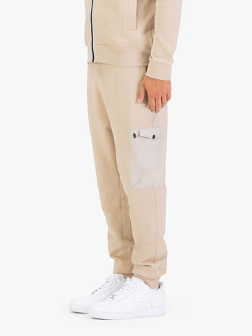 Men's beige joggers.
