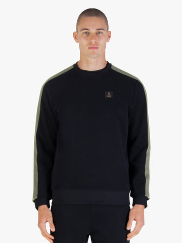 Men's black sweatshirt with crew neck.