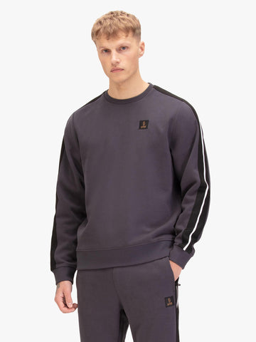Men's grey sweatshirt with crew neck, front view