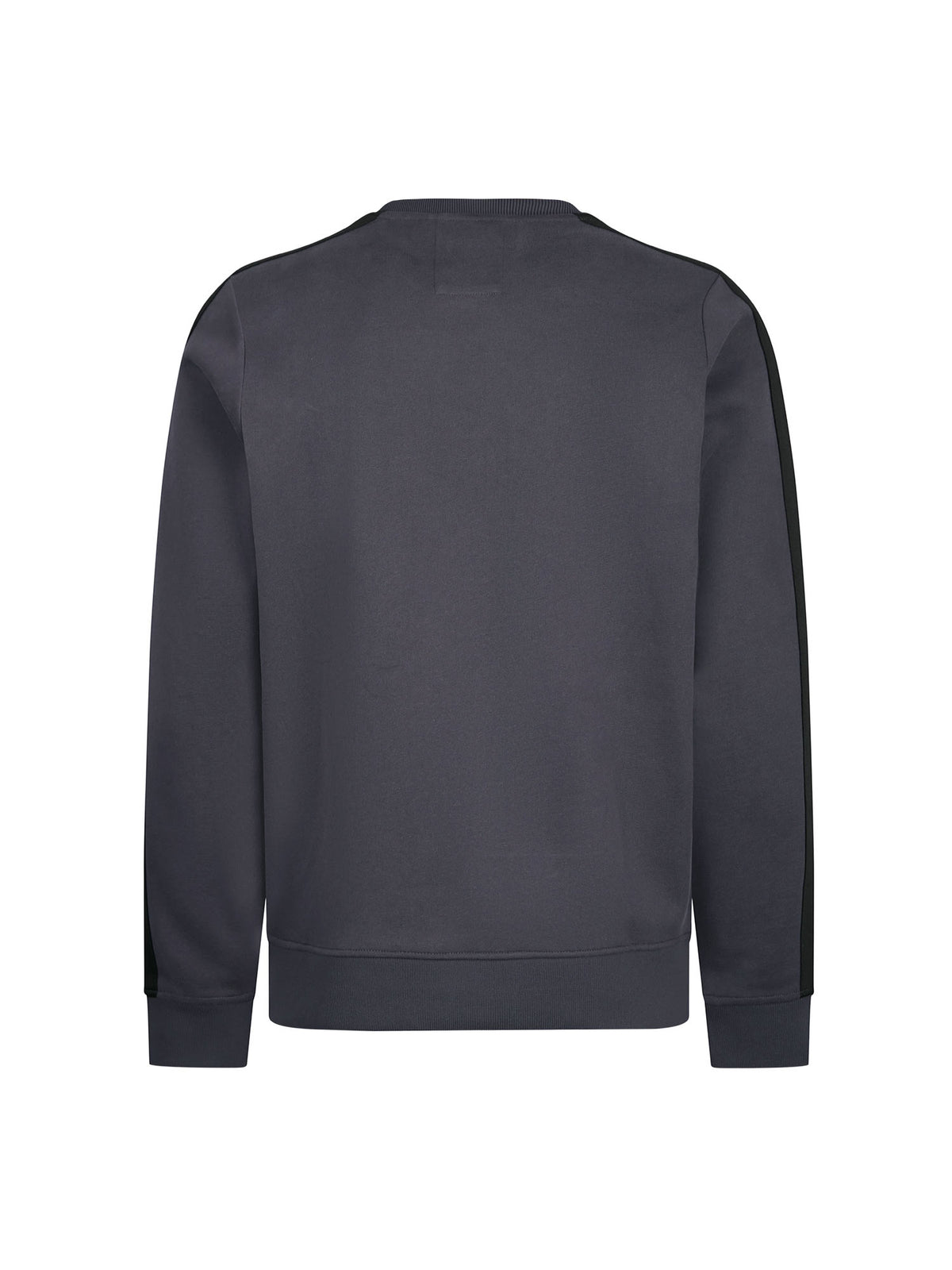 Men's grey sweatshirt with crew neck, detail view