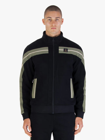 Men's black sweatshirt with front pocket.