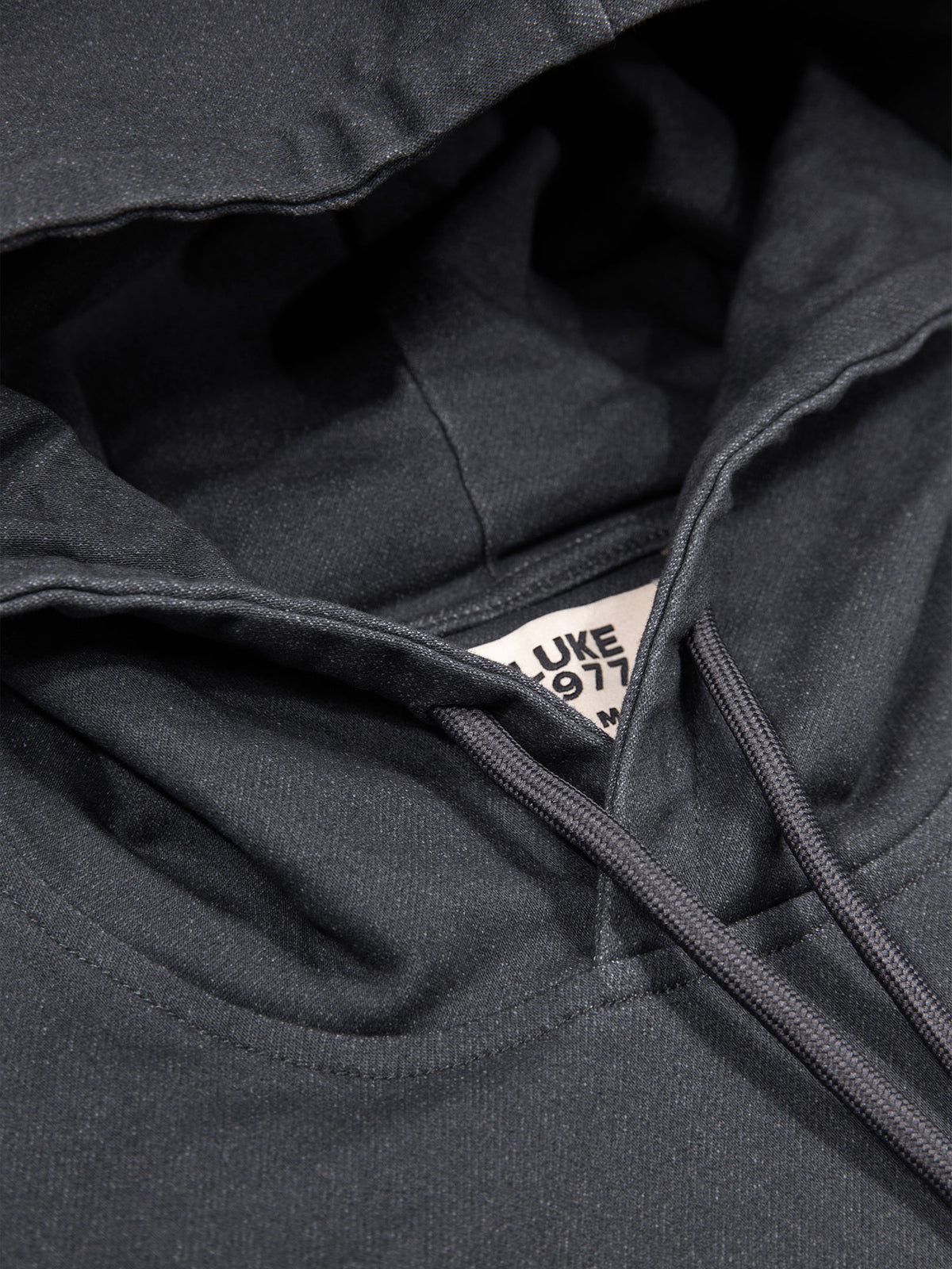 Men's grey hoodie with front pocket and drawstring hood.