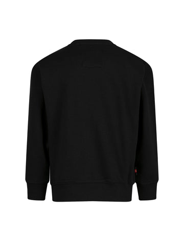 Boy's black sweatshirt with crew neck and cotton, back view