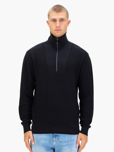 LIFTON QUARTER ZIP KNITTED FUNNEL