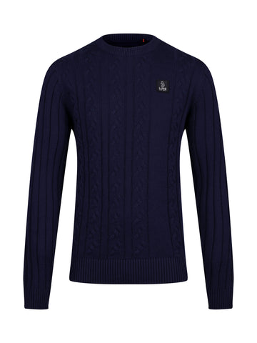 Mitcham Cable Knit Jumper - Navy