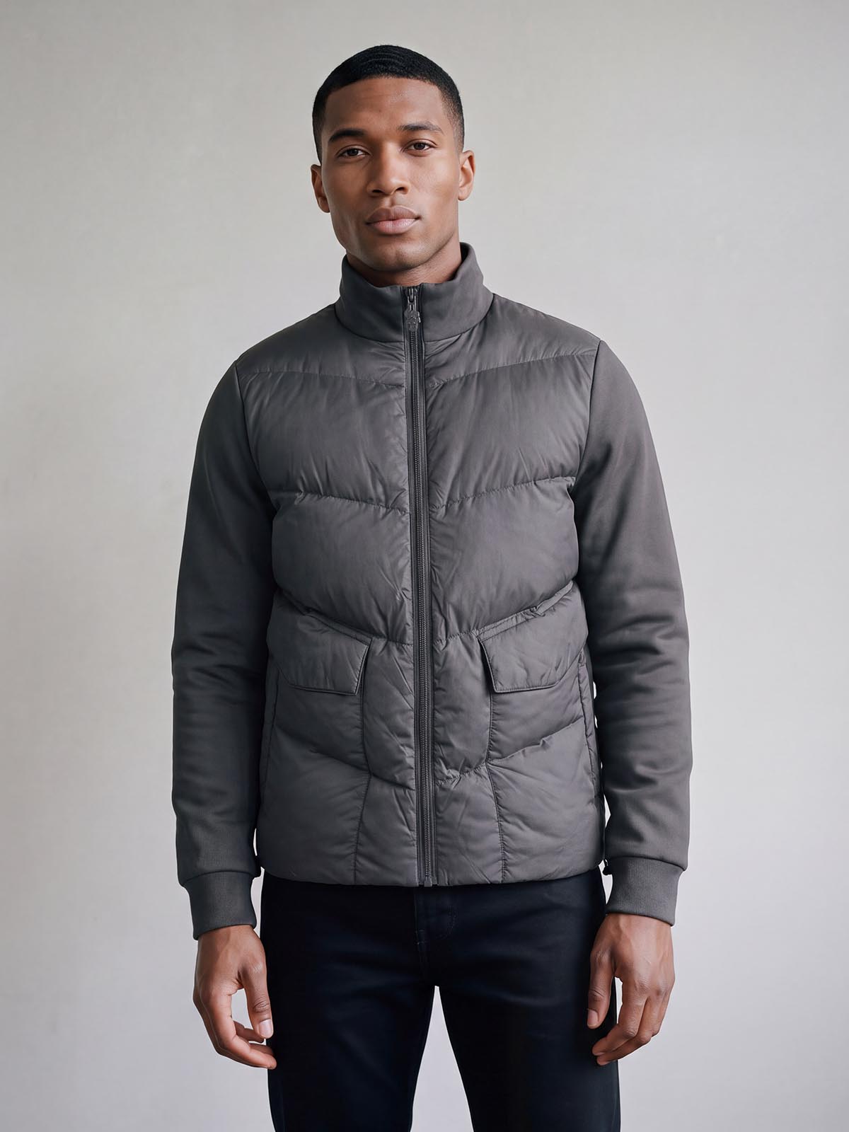 Tinto Funnel Padded Jacket - Charcoal