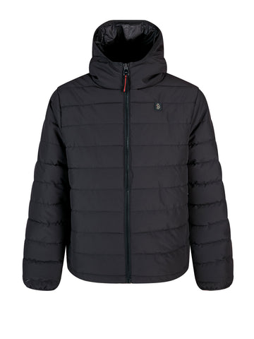 LUKE 1977 Mayor Of Cantoria men's hooded padded ripstop jacket in black with lionhead rubber badge
