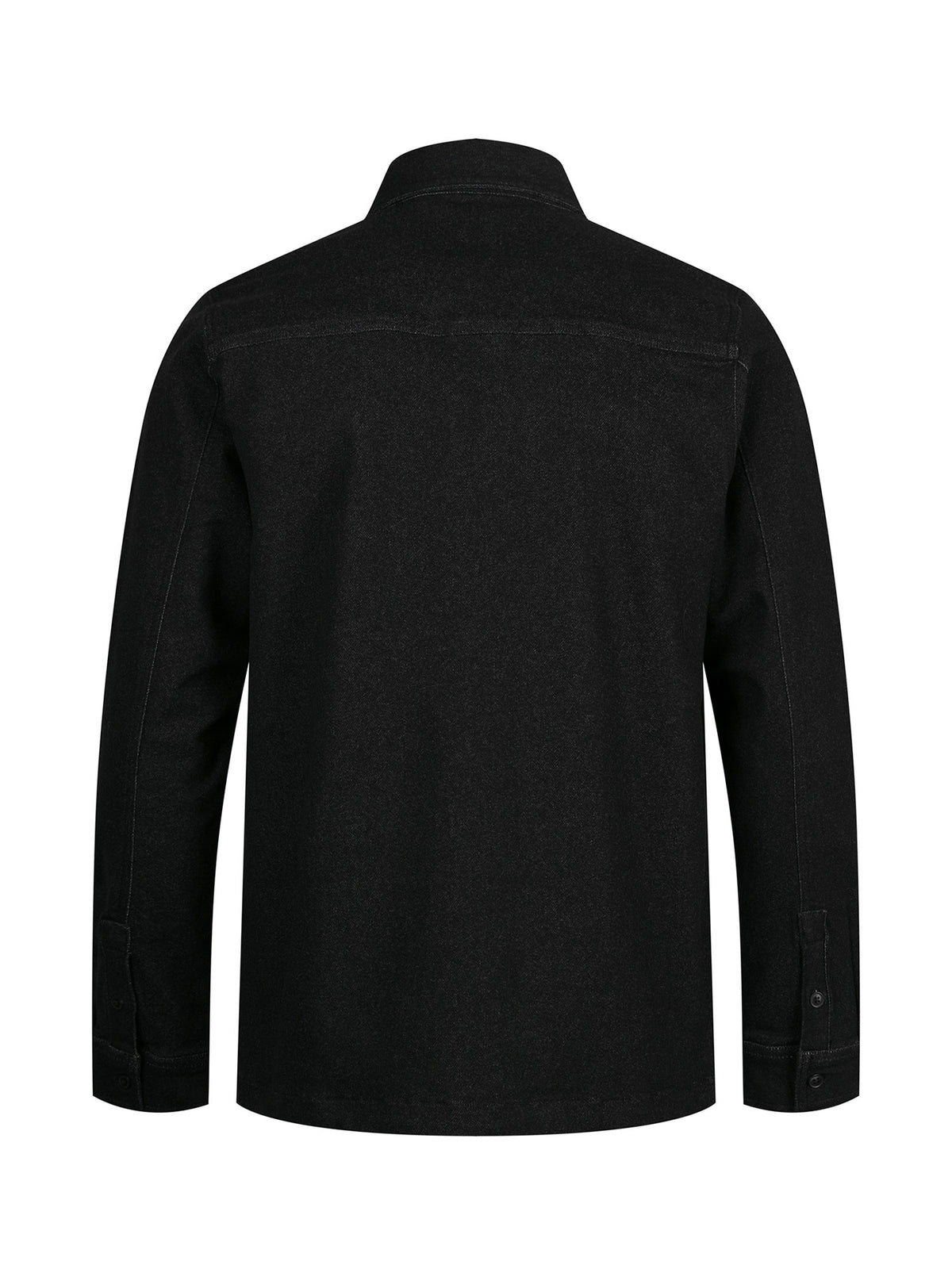 Down Long Sleeve Shirt With Quilted Pocket - Black