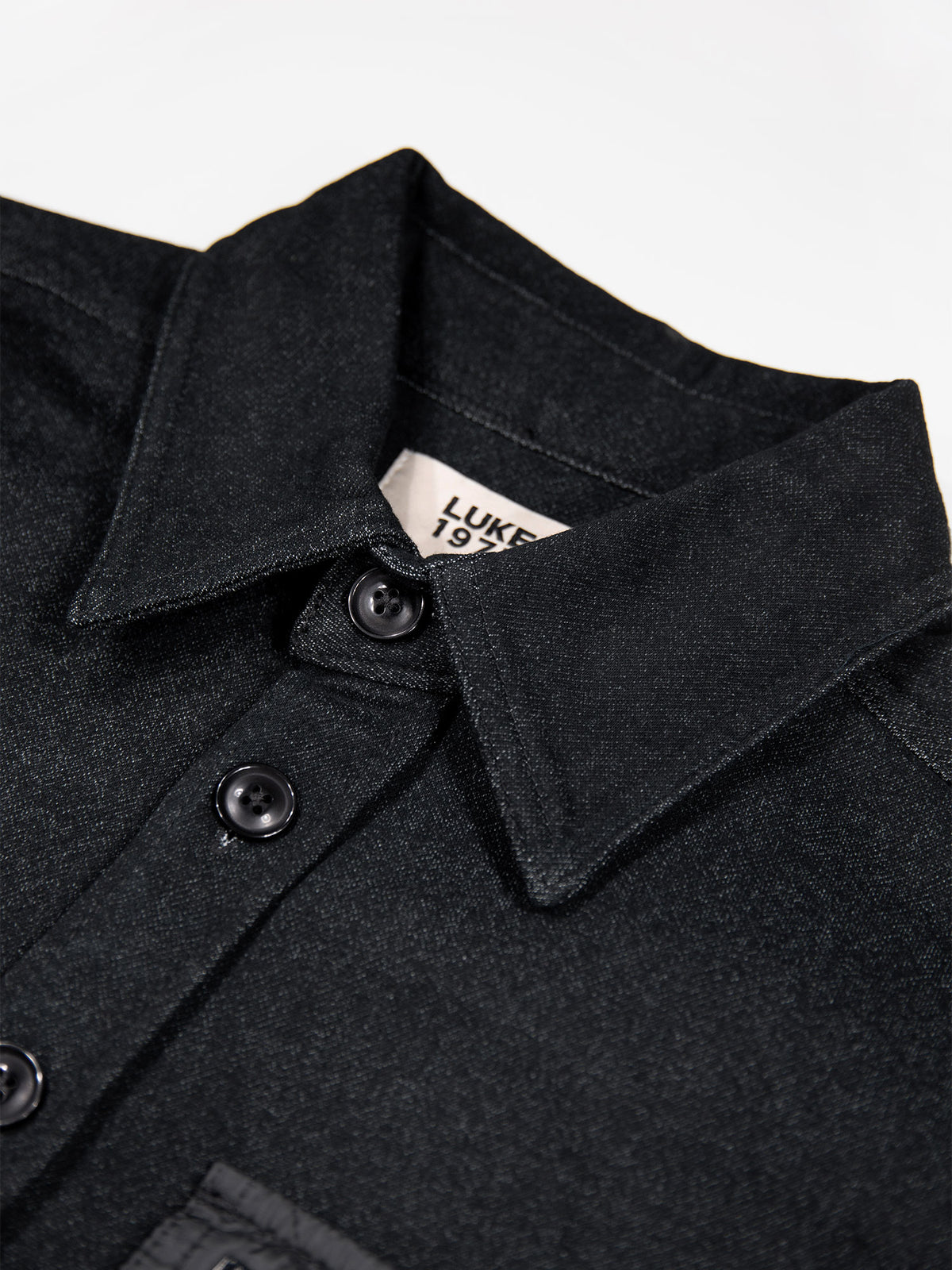 Down Long Sleeve Shirt With Quilted Pocket - Black