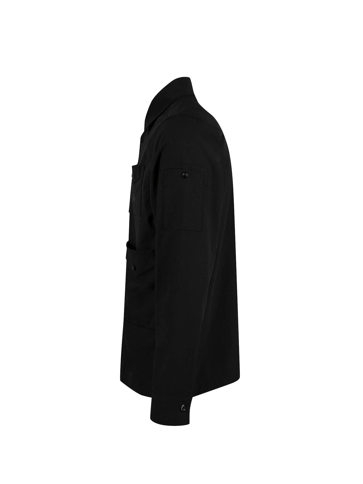 Men's black shirt with button-up front.