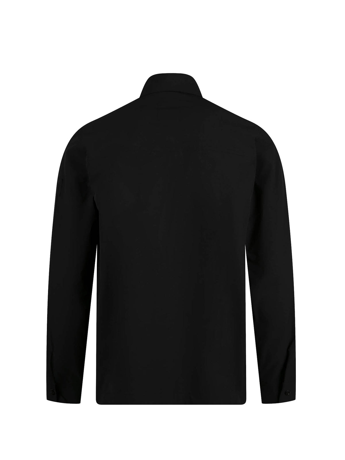 Men's black shirt with button-up front.