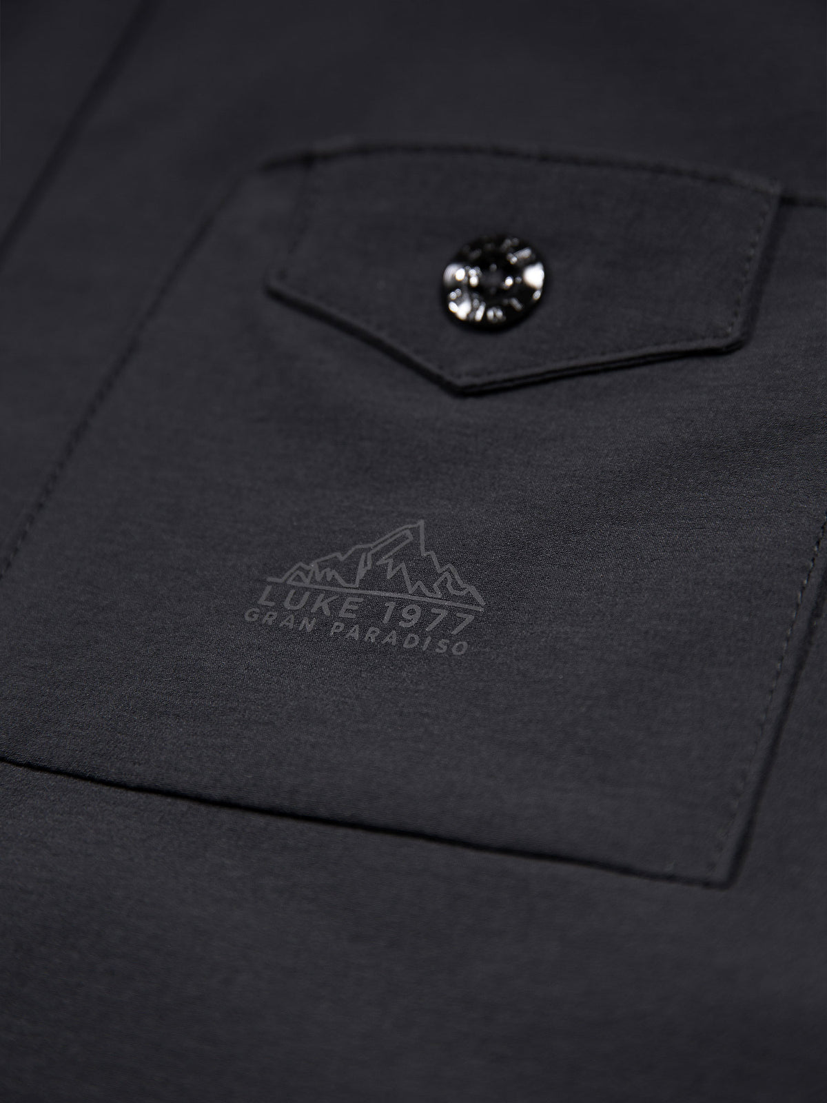 Men's black shirt with button-up front.