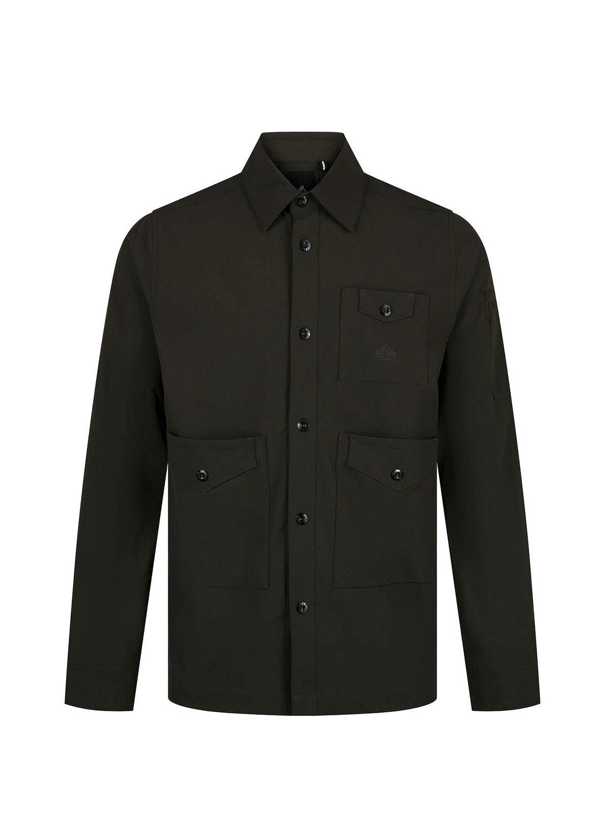 Men's green shirt with button-up front.