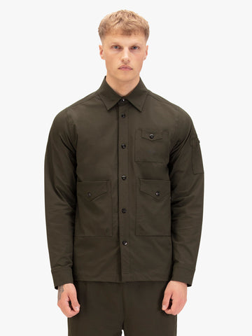 Men's green shirt with button-up front.