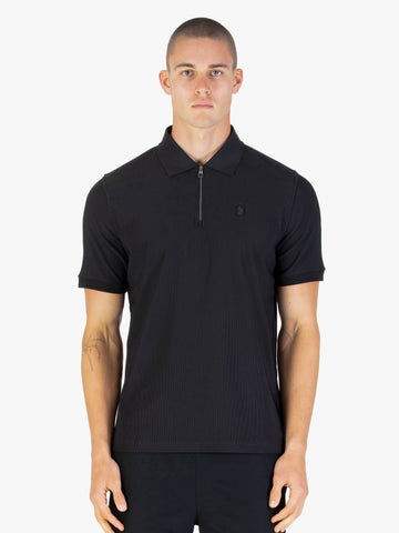 Penrith Zip Neck Polo Shirt - Black