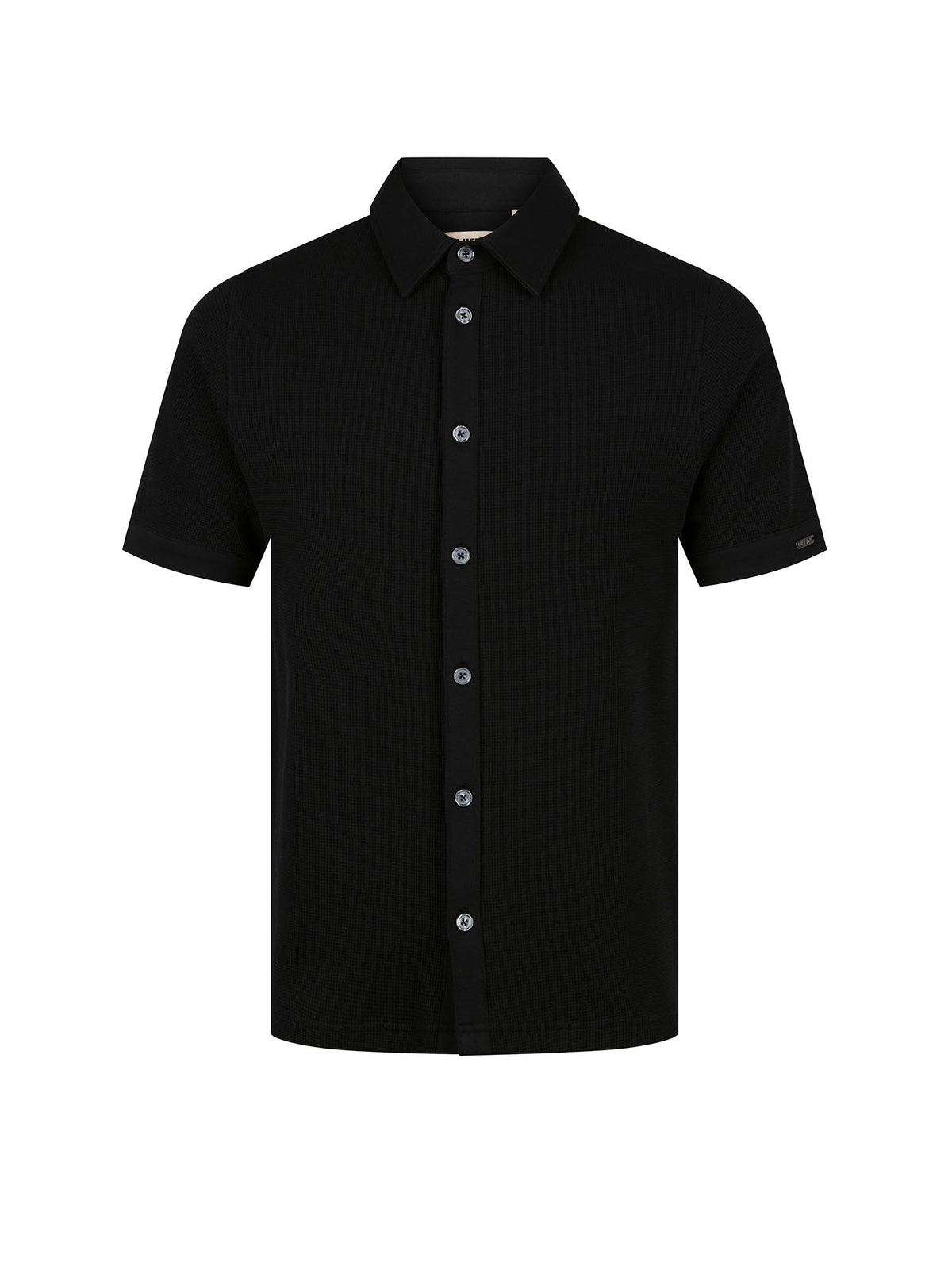 Men's black polo shirt with polo collar.