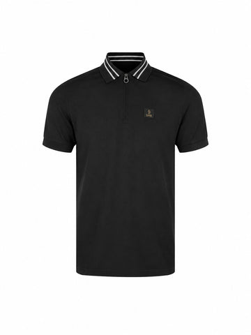 Throop Zip Neck Polo Shirt - Black