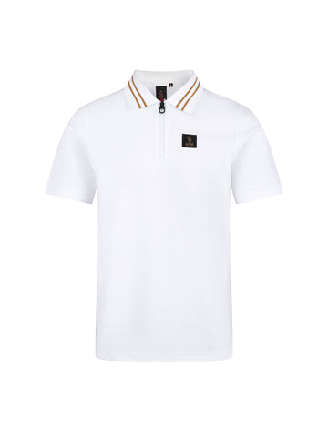 Throop Zip Neck Polo Shirt - White