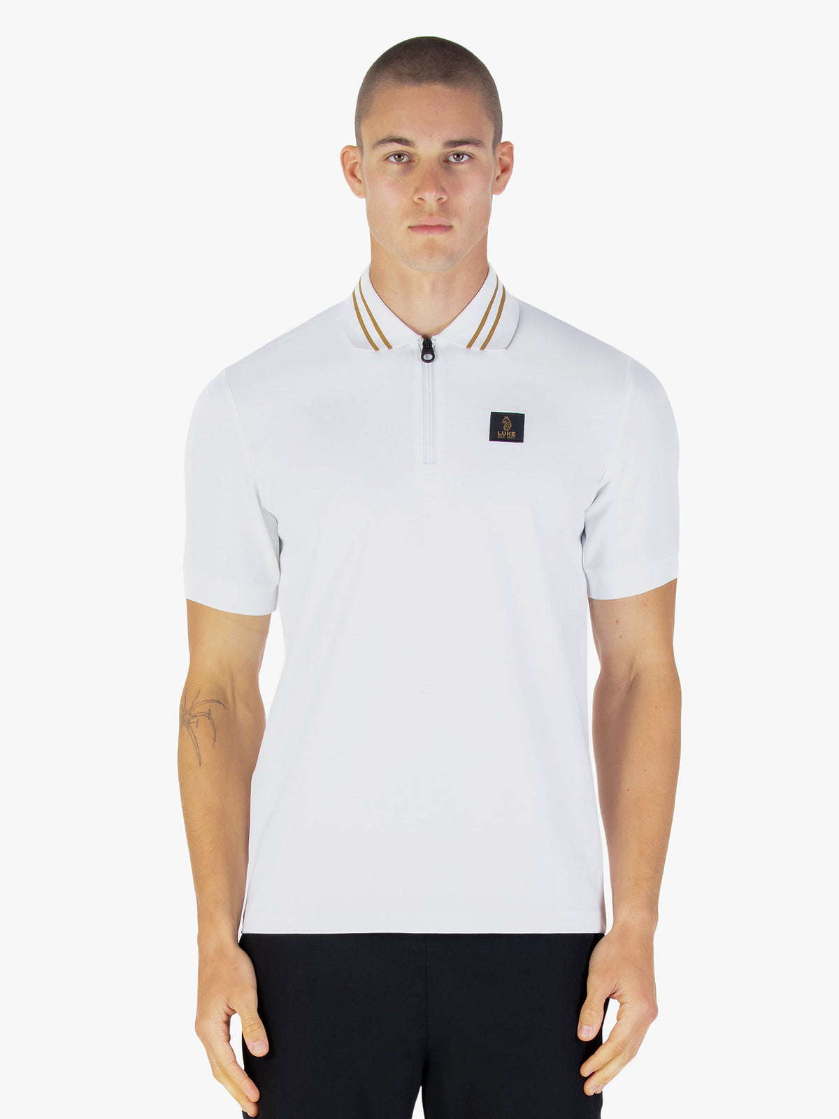 Throop Zip Neck Polo Shirt - White
