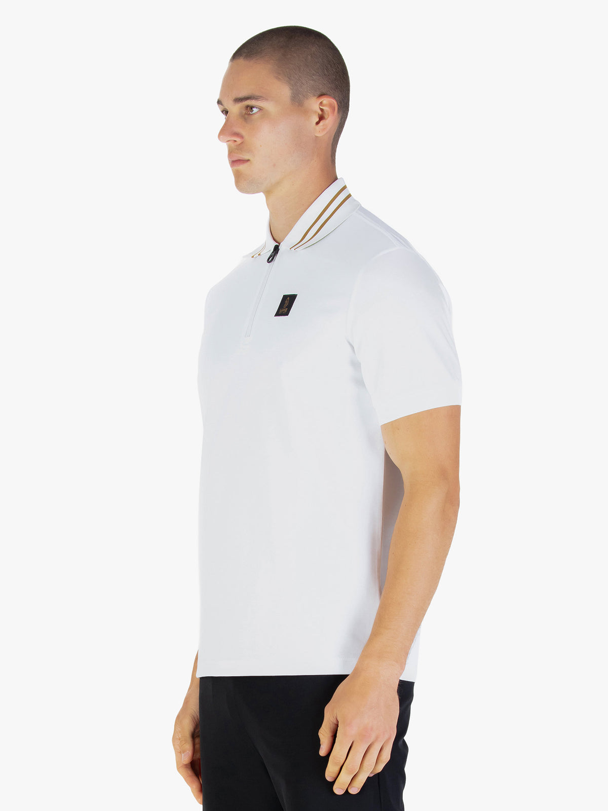 Throop Zip Neck Polo Shirt - White
