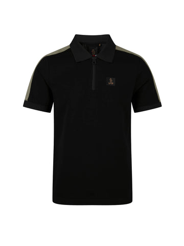 Men's black polo shirt with polo collar.