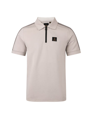 Men's grey polo shirt with polo collar.