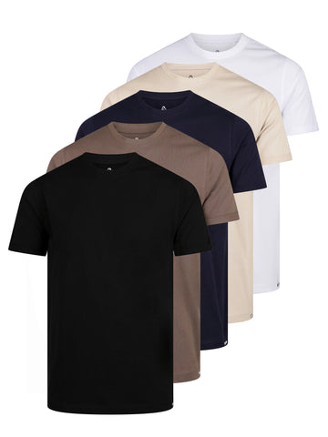 Men's multicolour 5-pack t-shirt with crew neck and short sleeves.