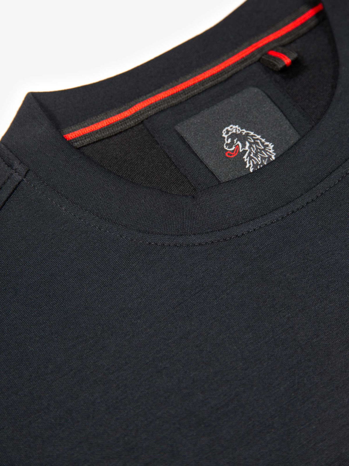 Men's black t-shirt with crew neck and short sleeves, detail view 1