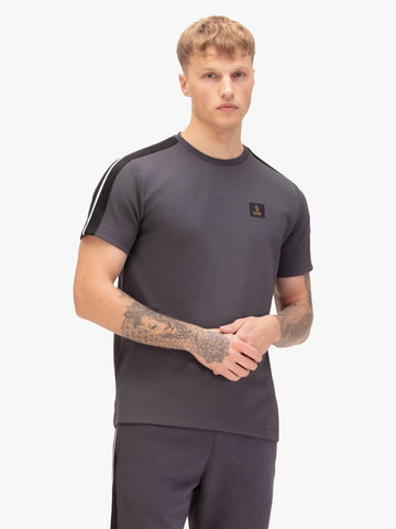 Men's grey t-shirt with crew neck and short sleeves, front view