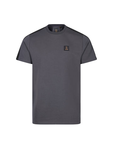 Men's grey t-shirt with crew neck and short sleeves, front view