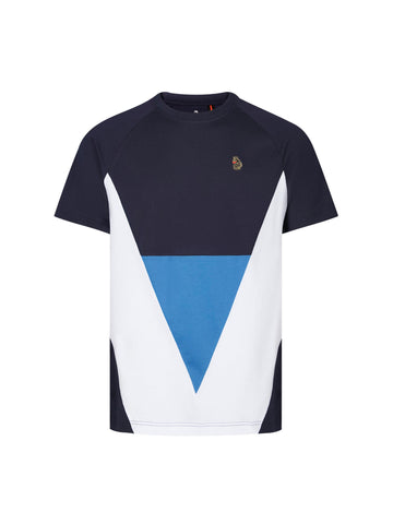 Men's relaxed-fit navy t-shirt with crew neck and short sleeves, front view