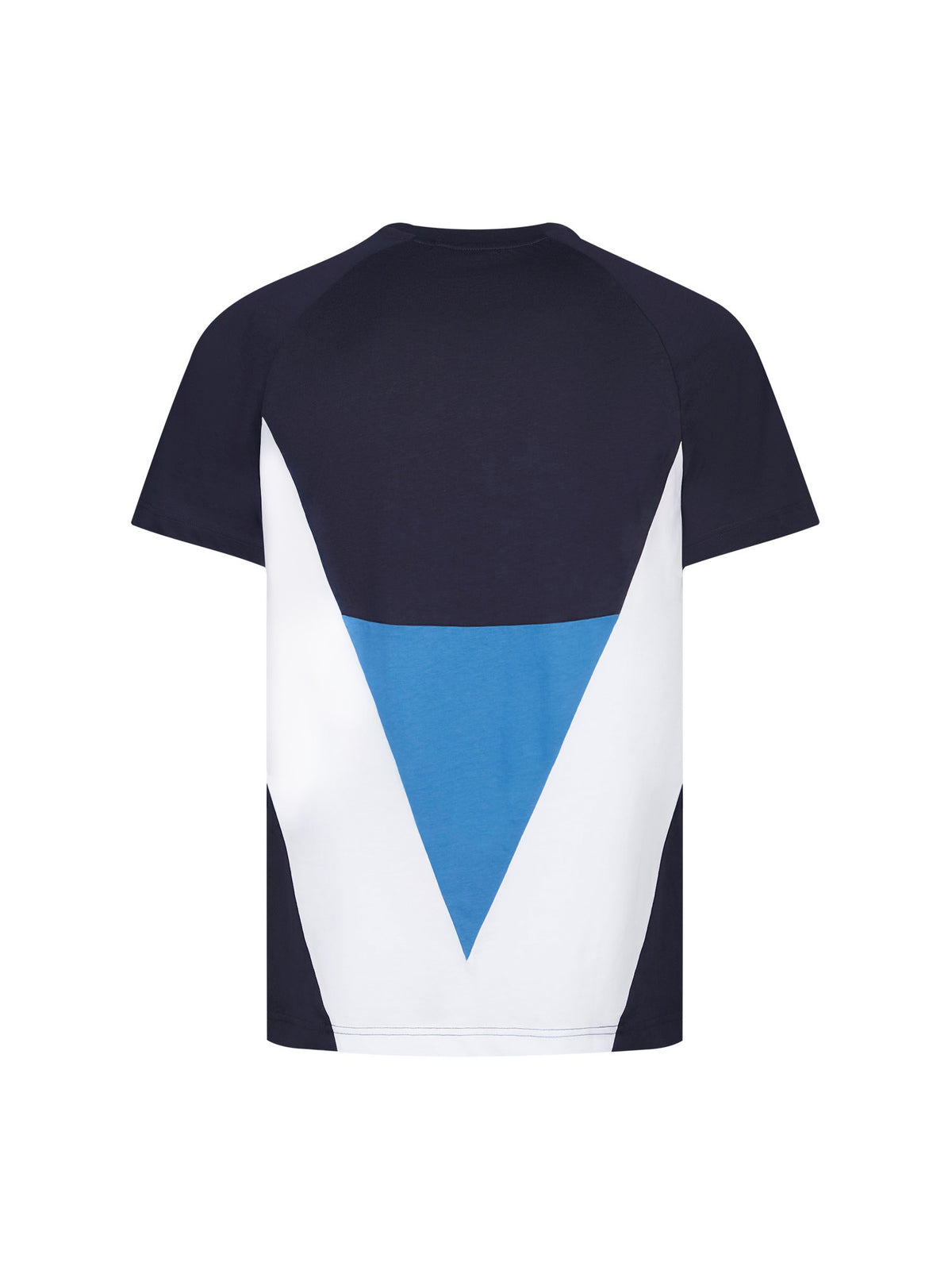 Men's relaxed-fit navy t-shirt with crew neck and short sleeves, back view